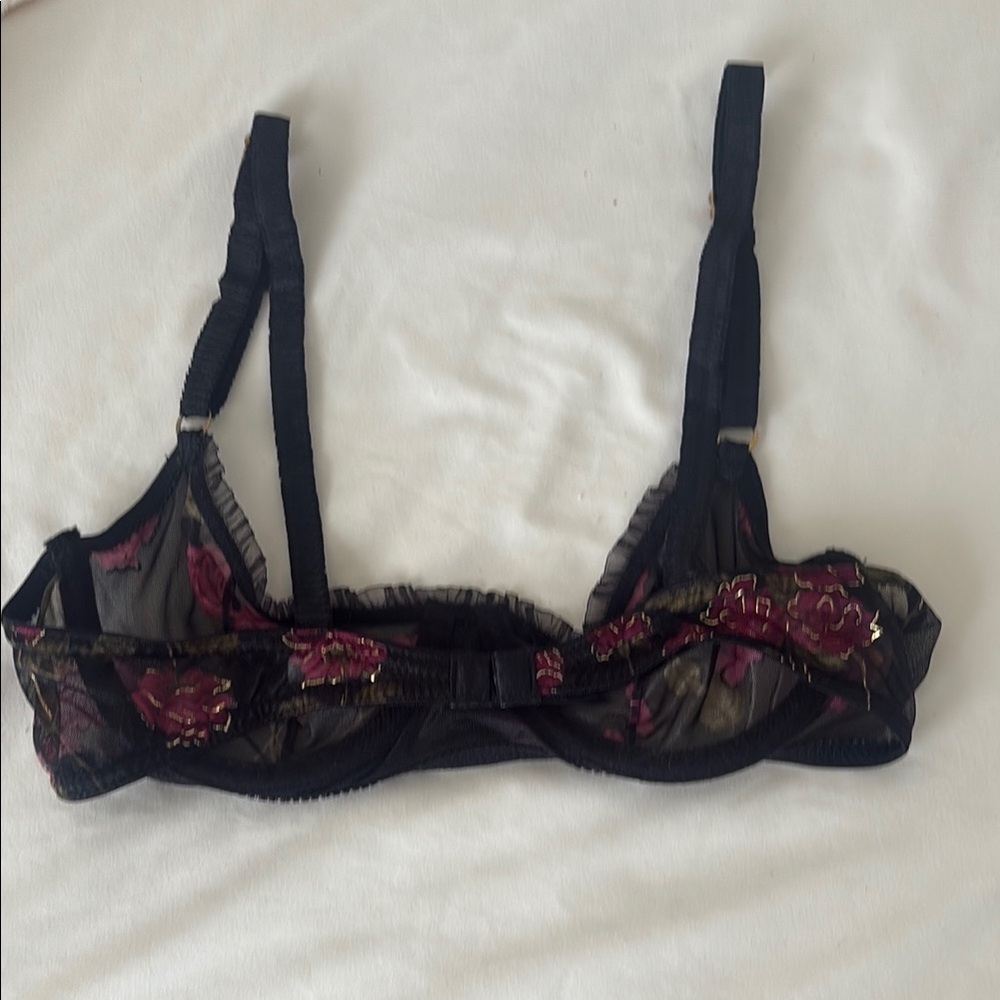 Secret Treasures Black and Burgundy Floral Bra Set - Picture 8 of 14
